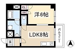 中京第3ビル 1LDKの間取図画像
