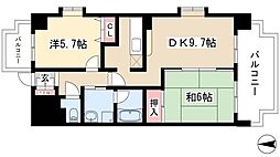 エクセレントみずの 2DKの間取図画像