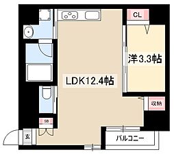 ホンマチBOX24 1LDKの間取図画像