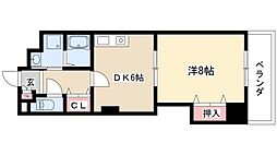 レジデンスカープ今池 1DKの間取図画像