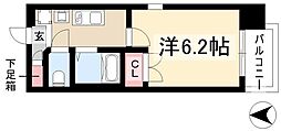 パルティール城西 1Kの間取図画像
