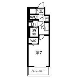 エスリード栄ラ・ヴィ 1Kの間取図画像
