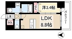 プレサンスTHE新栄 1LDKの間取図画像