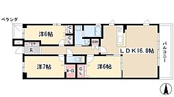 グラン・アベニュー名駅南 2SLDKの間取図画像