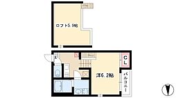 ハーモニーテラス五月南通 1Kの間取図画像