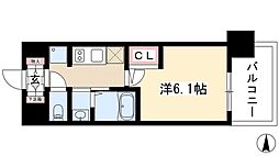 エステムコート名古屋栄プレシャス 1Kの間取図画像