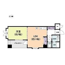 プロビデンス東片端 1LDKの間取図画像
