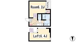 ハーモニーアスカ 1Kの間取図画像