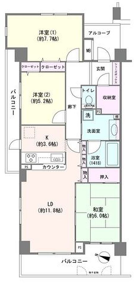 専有面積79.69m2/三方角部屋