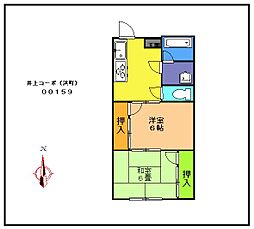 井上コーポ（浜町） 2階2DKの間取り