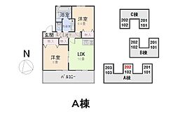 リビングタウン南矢島B 2LDKの間取図画像