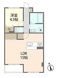プロスパーハイム 1LDKの間取図画像