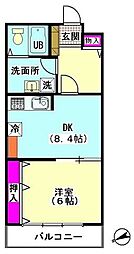 エバーグリーンコート 1DKの間取図画像