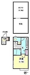 ROWHOUSE南蒲田 1Kの間取図画像