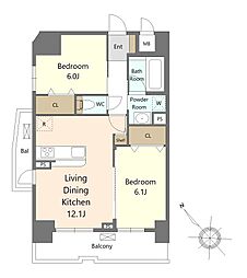 LUANA K TOWER 2LDKの間取図画像