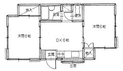 山手館 2DKの間取図画像