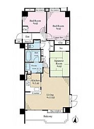 コスモ横濱山手ヒルズ 2階3LDKの間取り