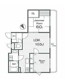 山手ガーデンハイツ 2LDKの間取図画像