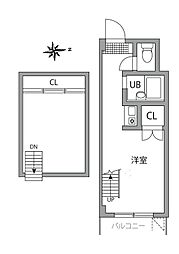 ビューラー145 205 2階ワンルームの間取り