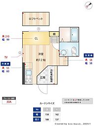 杉並松庵テラス ワンルームの間取図画像