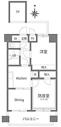 ライオンズプラザ三鷹サカイビル 2DKの間取図画像