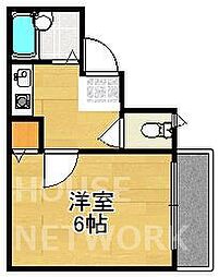 京都市営烏丸線 鞍馬口駅 徒歩17分の賃貸マンション 2階1Kの間取り