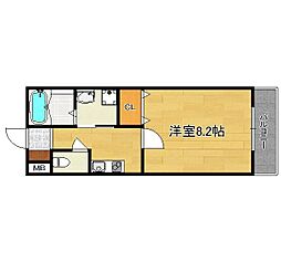 京都市営烏丸線 鞍馬口駅 徒歩8分の賃貸マンション 2階1Kの間取り