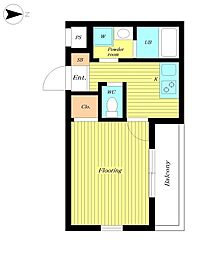 スカイコート品川御殿山WEST 1Kの間取図画像