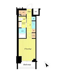 リビオレゾン新虎通り 1Kの間取図画像