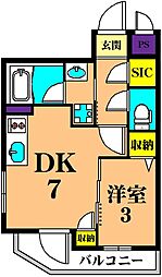 ALLURE武蔵小山 1階1DKの間取り