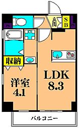 JR京浜東北・根岸線 大井町駅 徒歩8分の賃貸マンション 3階1LDKの間取り