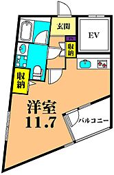 東急大井町線 下神明駅 徒歩1分の賃貸マンション 3階ワンルームの間取り