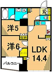 JR京浜東北・根岸線 大井町駅 徒歩14分の賃貸マンション 17階2LDKの間取り