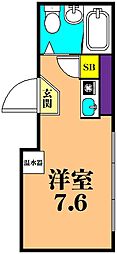 ハイム花房 2階ワンルームの間取り