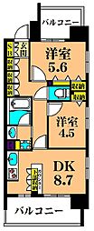 グレイスコート大森海岸 2DKの間取図画像
