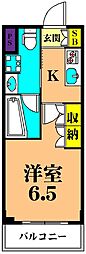 ASYLCOURT東大井 1Kの間取図画像