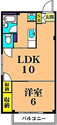 武蔵ハイムA 2Kの間取図画像