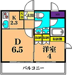 フレンシア南品川 1DKの間取図画像