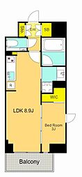 シーズンフラッツ大森ブライト 8階1LDKの間取り