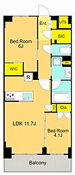 フレンシア目黒洗足 2LDKの間取図画像