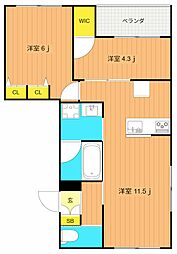 仮称)デュエル南馬込 2LDKの間取図画像