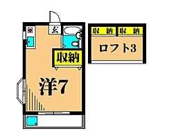 カーサ滝王子 2階ワンルームの間取り