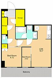 パークアクシス品川南大井パークフロント 3階2LDKの間取り