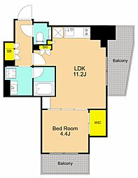 ザ・パークハビオ大森山王 1LDKの間取図画像