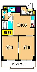 三越ゼームス坂マンションC棟 2DKの間取図画像