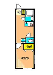 ウイング三軒茶屋 101 2階1Kの間取り