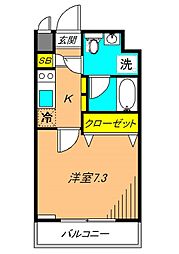 アクアベール-2 1Kの間取図画像