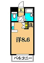 秀高ハイツ ワンルームの間取図画像