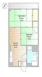 サンバレーハイツ 2DKの間取図画像