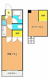 西山ハイツ 1Kの間取図画像